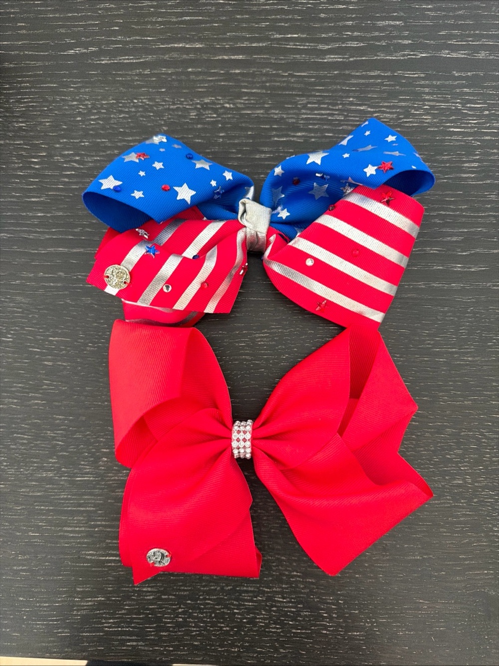 JoJo Siwa Red & Blue Star and Stripe Hair Bows set of 2